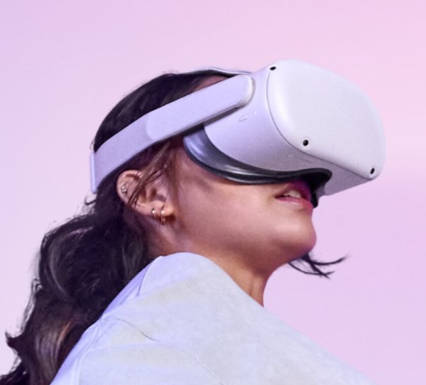 Oculus Quest 2 headset worn by a woman